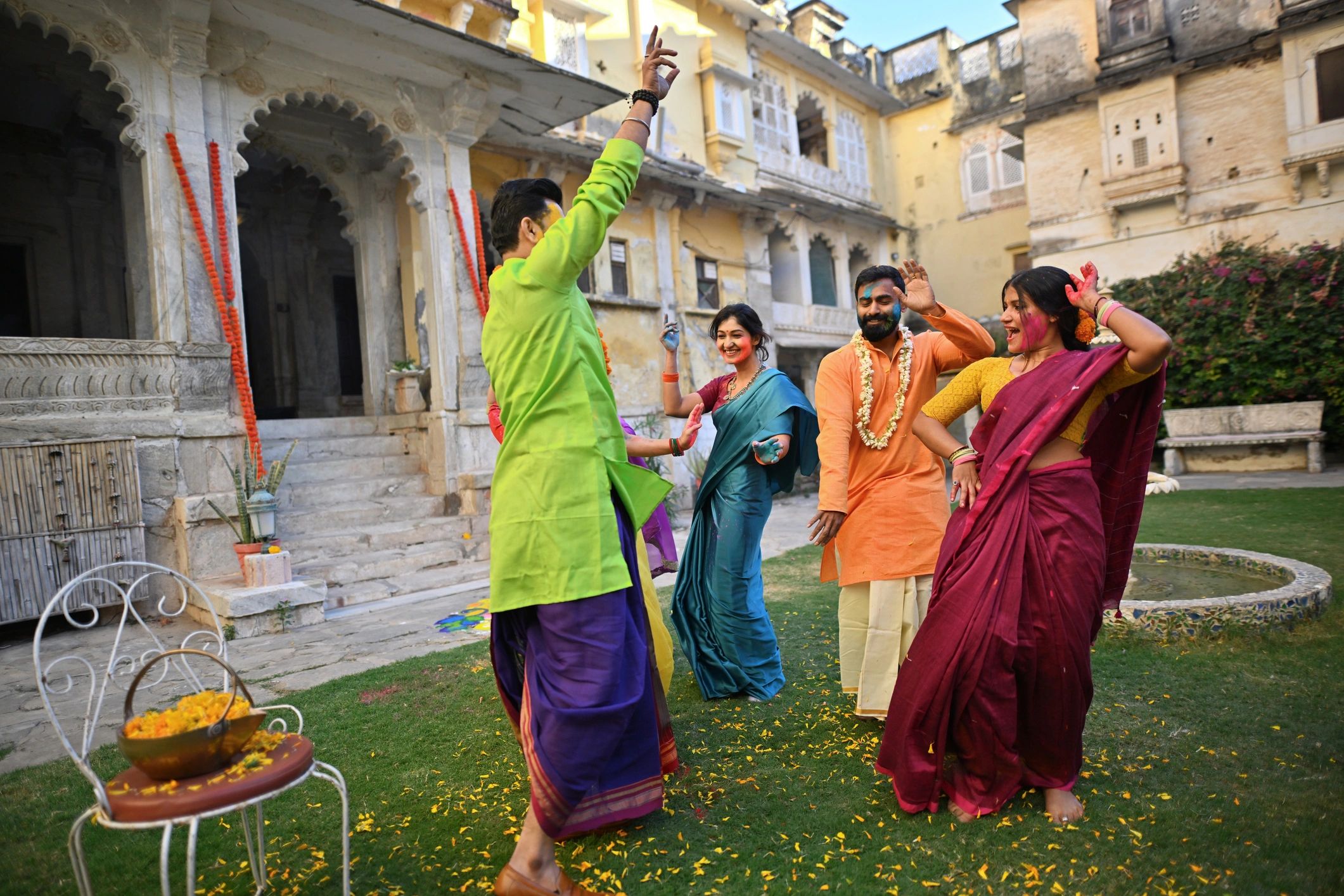 Travelers enjoying a vibrant heritage experience in India