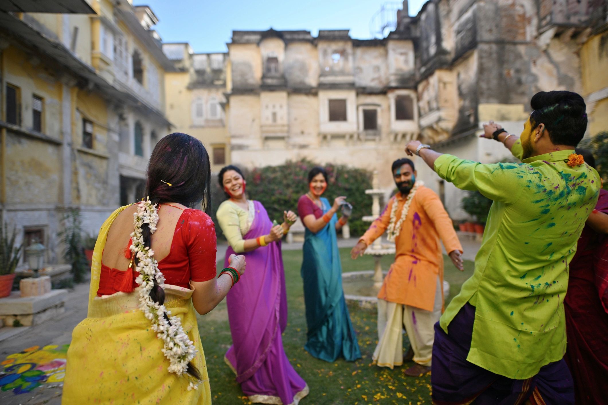 Group travel experience during a cultural celebration in India